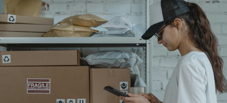 Woman handling packages