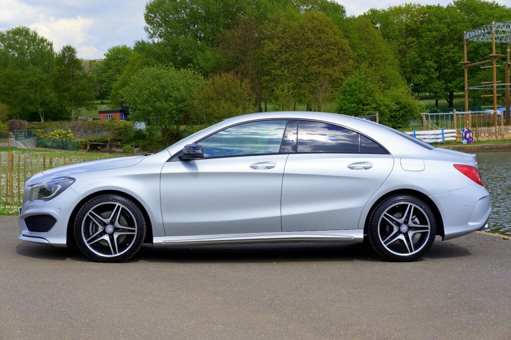 A silver car