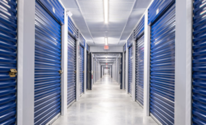 Climate‑controlled storage facility with secure units and bright lighting in Michigan.